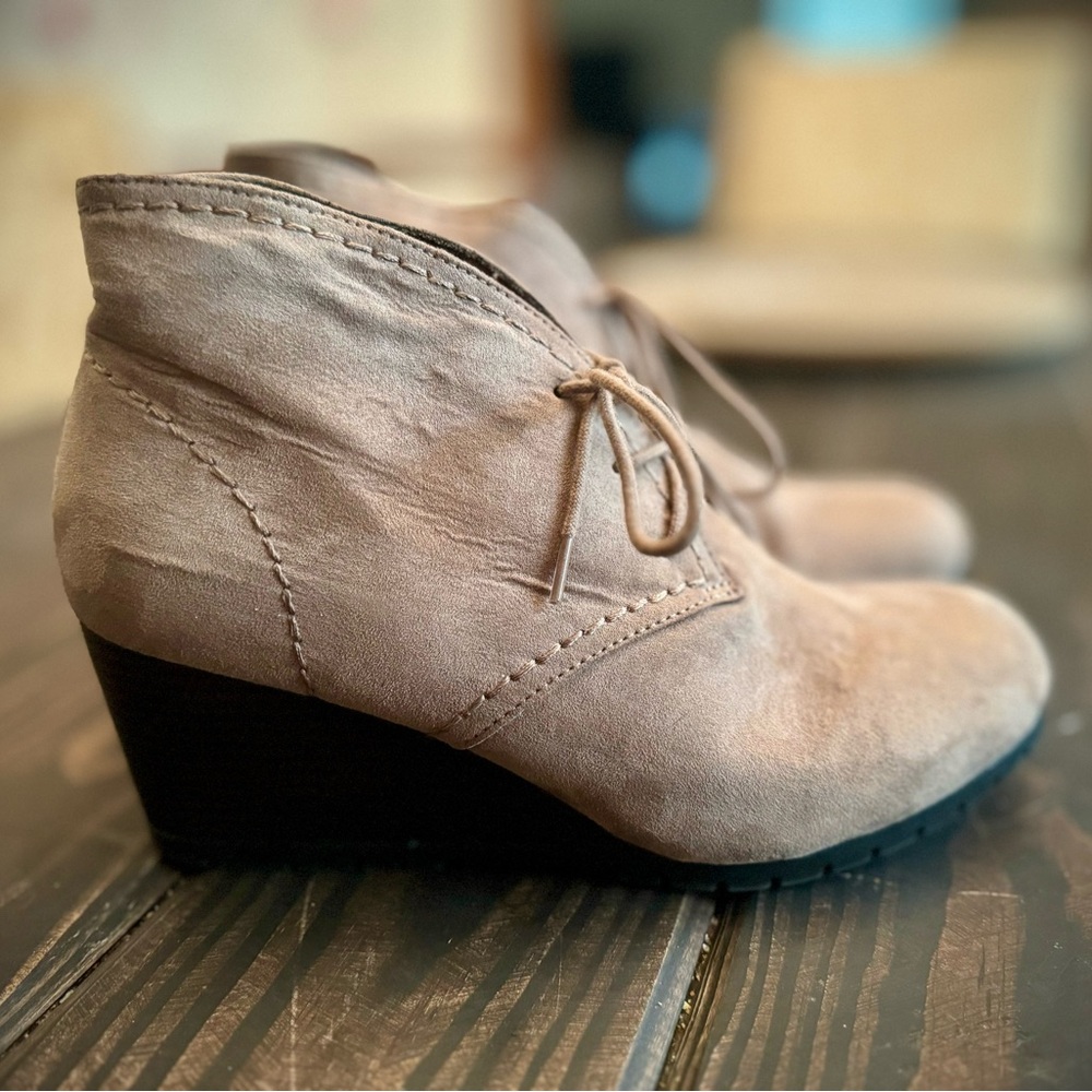 Beige Suede Booties 9.5